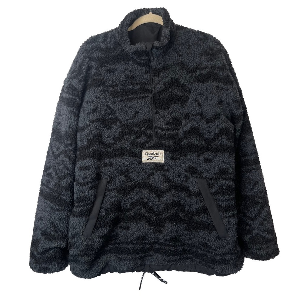 Reebok Black and Gray Zip Up Sweater